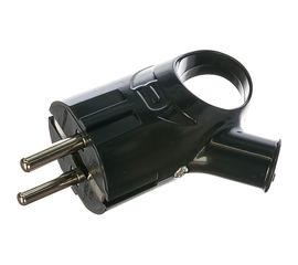 Угловая вилка с ушком, с/з, черная 16А 250В UNIVersal А0112 