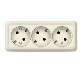 Розетка UNIVersal Олимп 3-ая с/з слоновая кость ivory 1167 