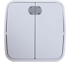 Двухклавишный выключатель с подсветкой, белый UNIVersal Электра 0030 