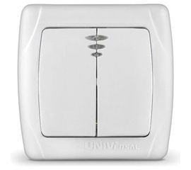Выключатель UNIVersal Маргарита 2 клавиши, с подсветкой, белый М0123 