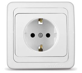Розетка UNIVersal Валери с/з с крышкой белая В0028 