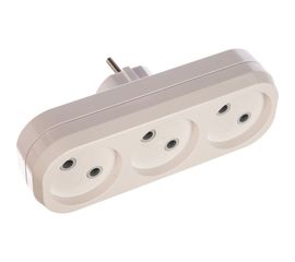 Плоский разветвитель 3 гнезда, без заземления, белый 10А 250В UNIVersal А203 