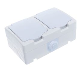 Блок: розетка + розетка с заземлением, с защитными шторками, с крышкой IP-54, белый UNIVersal Аллегро 5562951 