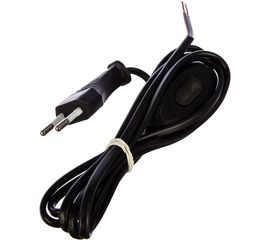 Шнур для бра с проходным выключателем, черный ШВВП 2х0,75 1,7м UNIVersal А1060 Ч 