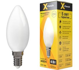 Светодиодная лампочка X-Flash XF-E14-FLM-C35-4W-4000K-230V артикул 48502 