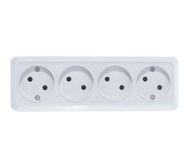 Розетка UNIVersal Олимп 4-ая б/з белая 1162 