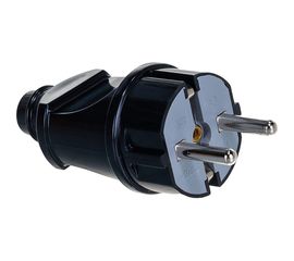 Прямая вилка с/з, черная 16А 250В UNIVersal А1010 