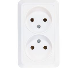 Двойная розетка без заземления, белая UNIVersal Олимп О0102 