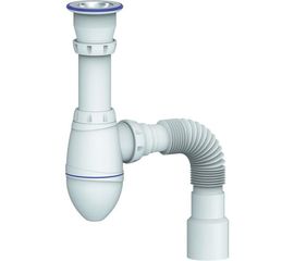 Сифон для умывальника 1.1/2"х40, нержавеющий выпуск, винт 80мм, с универсальной гибкой трубой, 40х40/50 Unicorn Юникорн A220 ИС.110309 