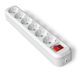 Колодка UNIVersal 6 гнезд, с/з с выключателем AБС-пластик S306 