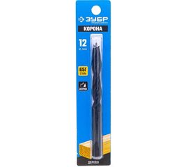 Сверло спиральное по дереву, М-образная заточка Профессионал (12х140х85 мм; сталь 65Г) Зубр 29421-140-12_z01 
