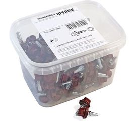 Кровельный саморез Качественный КРЕПЕЖ красное вино RAL 3005, 5.5х19 мм, 60 шт 0200135 КЧ 