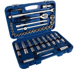 Набор торцевых головок с трещоткой КОБАЛЬТ 1/2 Cr-V 45 предметов 791219-45:6102 