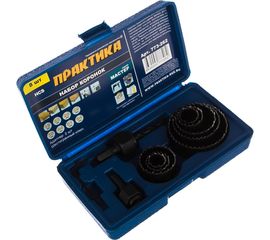 Набор HCS коронок (8 шт; 19,22,25,29,38,44,51,64 мм + 2 адаптера) ПРАКТИКА 773-262 