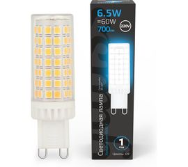 Лампа Gauss G9 AC185-265V 6,5W 700lm 6500K керамика LED 1/10/200 107309306 