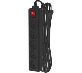 Сетевой удлинитель Фотон 10-55S, 5м, 5 розеток, 10А, с выключателем, черный 22728 