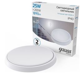 Светильник Gauss ЖКХ HALL круг 25W 1890lm 6500K 200-240V IP40 D210х35мм белый LED 1/20 193411325 