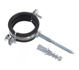 Металлический сантехнический хомут для труб со шпилькой и дюбелем СВК 60-64, 2 дюйма, гайка М8 SVK-F050М8 