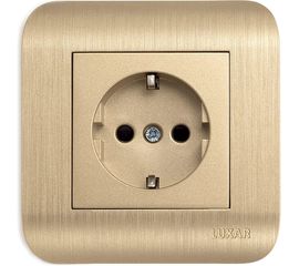 Розетка LUXAR Deco с/у с з/к шампань с рифленой рамкой, 250В 16А 4606400620327 