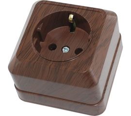 Розетка открытой установки с защитными шторками 2П+З IP20 16А, бук TDM Ладога SQ1801-0038 