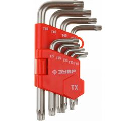 Набор имбусовых коротких ключей TORX Т10-Т50, 9 шт ЗУБР МАСТЕР 27462-1_z02 