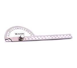 Измерительная линейка HARDEN из нержавеющей стали, с транспортиром, 90 х 150 мм 580718 