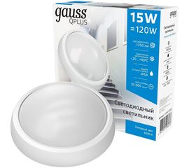 Светодиодный светильник Gauss IP54 D175х76 15W 1250lm 6500K Qplus 141411315 