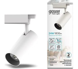 Трековый светильник GAUSS цилиндр 24W 1830lm 4000K 180-220V IP20 65х206мм белый LED 1/40 TR085 