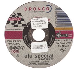 Диск отрезной по алюминию CS 60 ALU (125x1.2x22.23 мм) DRONCO 1121150100 