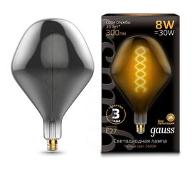 Лампа Gauss LED Vintage Filament Flexible SD160 8W E27 160x270mm Gray 2400K 1/6 163802008 