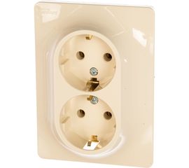 Двухместная розетка Schneider Electric СП Glossa с заземлением, в сборе бежевая GSL000224 
