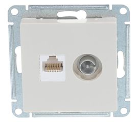 Розетка ТВ + компьютерная RJ45 Schneider Electric AtlasDesign Бежевый 2-ая категории 5Е ATN000289 