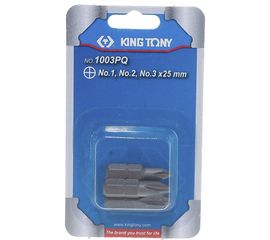 Набор вставок (бит) 1/4", крестовые, №1, №2, №3, 3шт KING TONY 1003PQ 