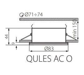 Точечный светильник в ванную KANLUX, QULES AC O-C 26305 