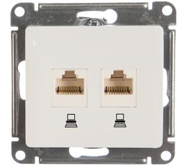 Механизм компьютерной розетки Schneider Electric 2-м Glossa RJ45+RJ45 кат.5е белый SchE GSL000185KK 463574 