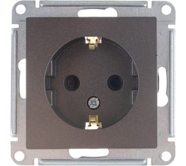 Механизм розетки Schneider Electric 1-м СП ATLAS DESIGN с заземлением, защитные шторки 16А мокко ATN000645 