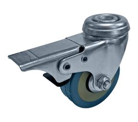 Колесо серая резина под болт отверстие 10 мм с тормозом SCHGB25 50 мм MFK-TORG 3057050 