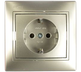 Розетка Lezard MIRA с заземлением, керамика, серый металлик, со вставкой 701-1010-122 