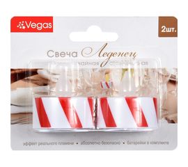 Светодиодная свеча Vegas Леденец чайная с батарейкой 3.8х4 см 2 шт. 55048 