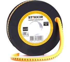 Кабель-маркер STEKKER 6 для провода сеч.6мм, желтый, CBMR60-6 39129 