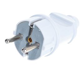 Прямая вилка с/з, белая 16А 250В UNIVersal А101 