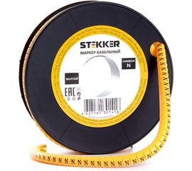 Кабель-маркер STEKKER N для провода сеч.4мм, желтый, CBMR40-N 39121 