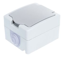 Розетка UNIVersal Аллегро с/з, з/ш, с крышкой IP54, серая 1282 