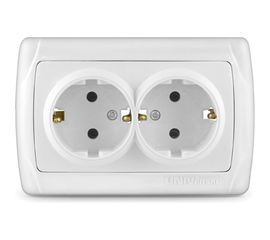 Двухместная розетка UNIVersal Маргарита с/з белая М0128 