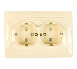 Двухместная розетка с/з з/ш UNIVersal Севиль слоновая кость ivory Б-С0050 