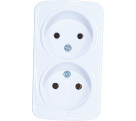 Двойная розетка без заземления, белая UNIVersal Электра 0024 