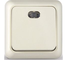 Одноклавишный выключатель с подсветкой, бежевый UNIVersal Олимп Б-О0121 