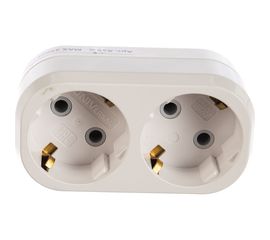 Плоский разветвитель 2 гнезда, заземление, белый 16А 250В UNIVersal А302 