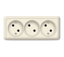 Розетка UNIVersal Олимп 3-ая б/з слоновая кость ivory 1166 