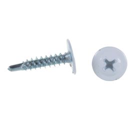 Саморезы с пресс-шайбой Госкреп со сверлом 4,2х19мм белые RAL9003 30 шт., подвес 1-0017470 